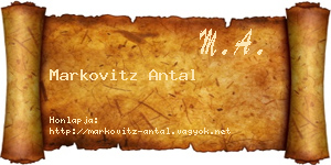 Markovitz Antal névjegykártya